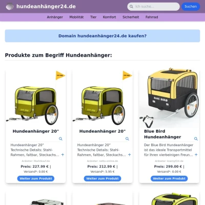 Screenshot hundeanhänger24.de