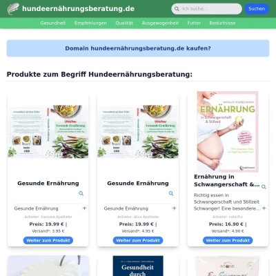 Screenshot hundeernährungsberatung.de