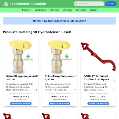 Screenshot hydrantenschlüssel.de