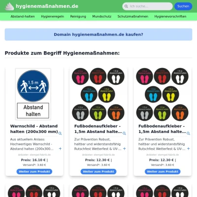 Screenshot hygienemaßnahmen.de