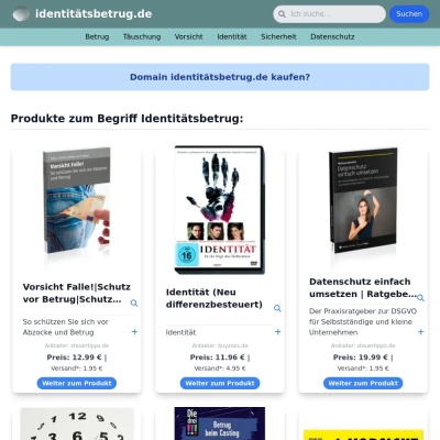Screenshot identitätsbetrug.de