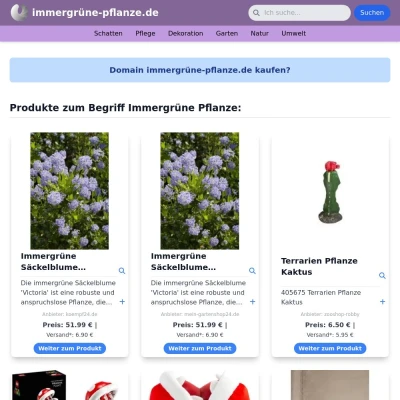 Screenshot immergrüne-pflanze.de