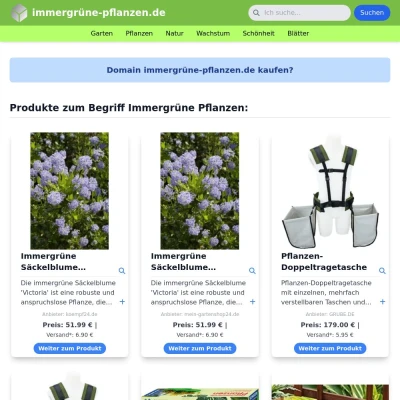 Screenshot immergrüne-pflanzen.de