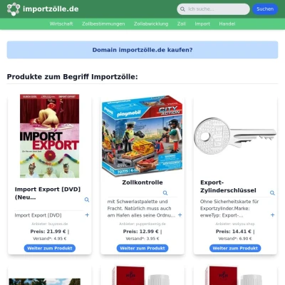 Screenshot importzölle.de