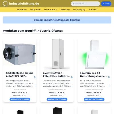 Screenshot industrielüftung.de