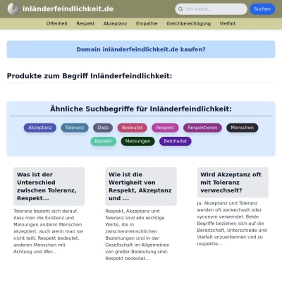 Screenshot inländerfeindlichkeit.de