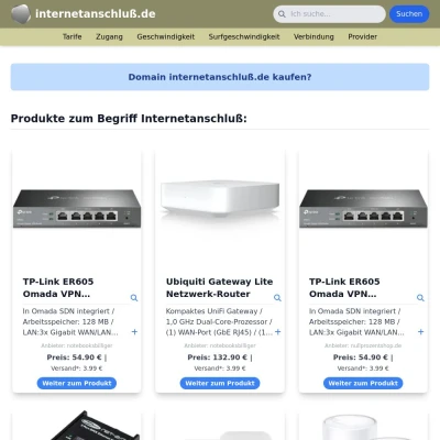 Screenshot internetanschluß.de