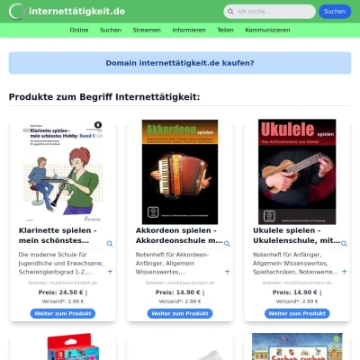 Screenshot internettätigkeit.de