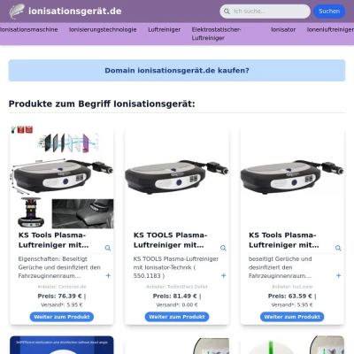 Screenshot ionisationsgerät.de