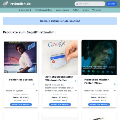 Screenshot irrtümlich.de