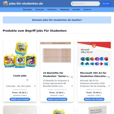 Screenshot jobs-für-studenten.de