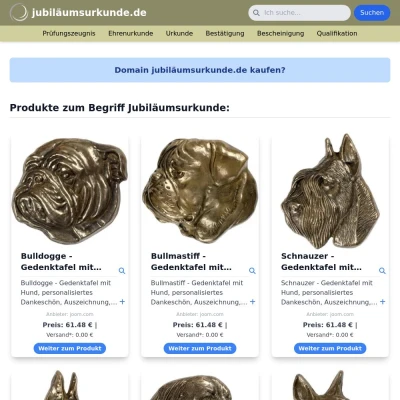 Screenshot jubiläumsurkunde.de