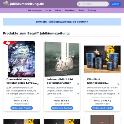 Screenshot jubiläumszeitung.de