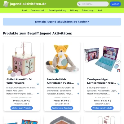 Screenshot jugend-aktivitäten.de