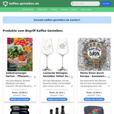 Screenshot kaffee-genießen.de