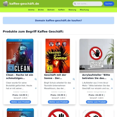 Screenshot kaffee-geschäft.de