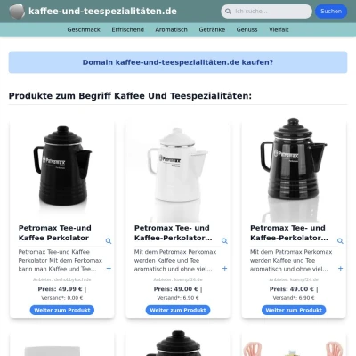 Screenshot kaffee-und-teespezialitäten.de