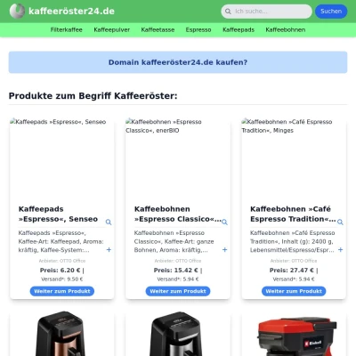 Screenshot kaffeeröster24.de