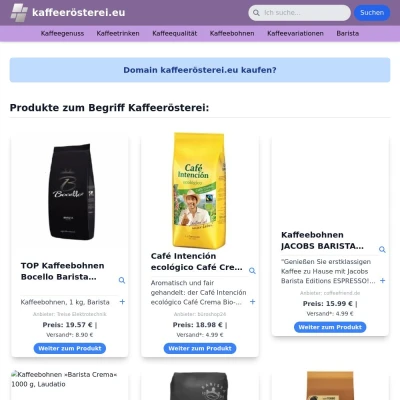 Screenshot kaffeerösterei.eu