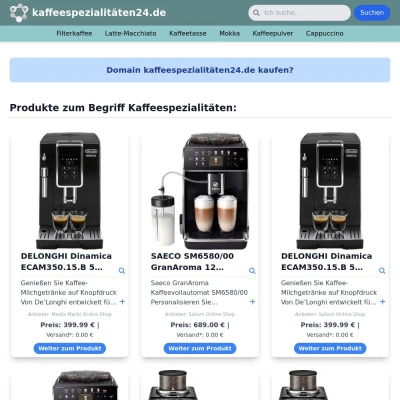 Screenshot kaffeespezialitäten24.de