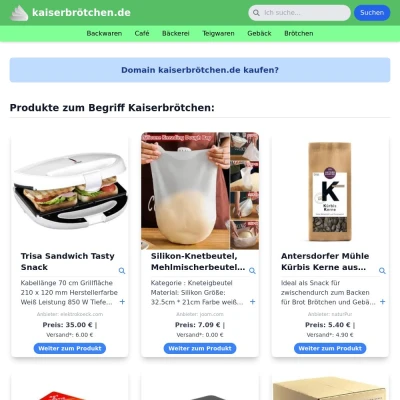 Screenshot kaiserbrötchen.de