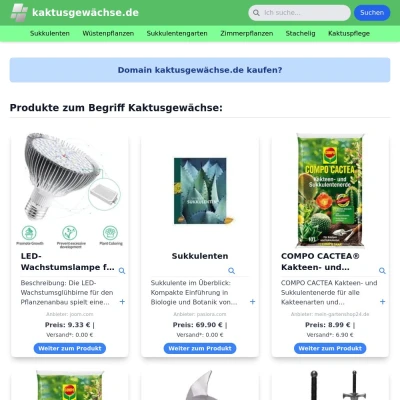 Screenshot kaktusgewächse.de