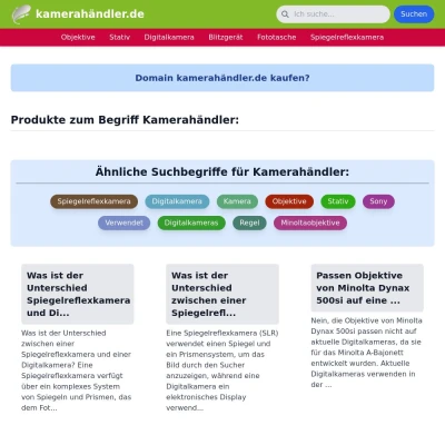 Screenshot kamerahändler.de