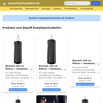 Screenshot kampfsportzubehör.de