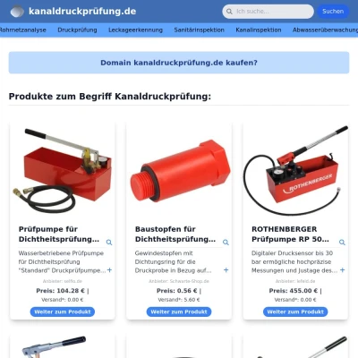 Screenshot kanaldruckprüfung.de