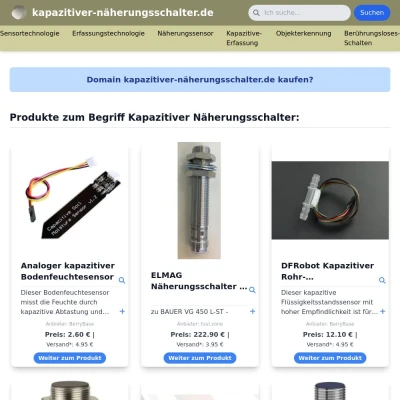 Screenshot kapazitiver-näherungsschalter.de