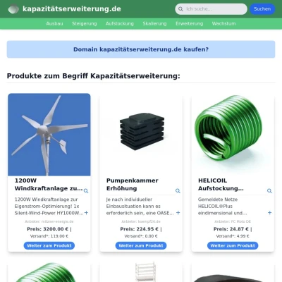 Screenshot kapazitätserweiterung.de