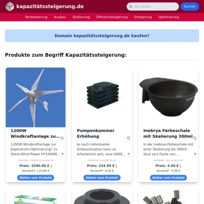 Screenshot kapazitätssteigerung.de