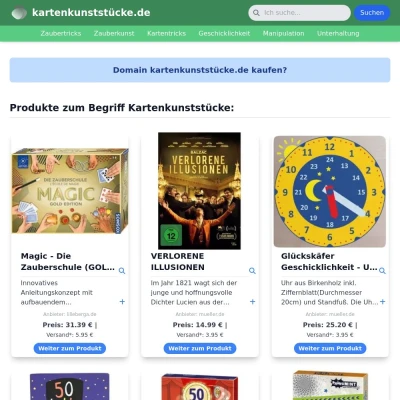 Screenshot kartenkunststücke.de