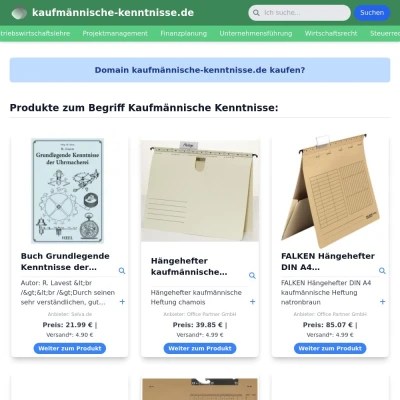 Screenshot kaufmännische-kenntnisse.de