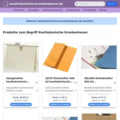 Screenshot kaufmännische-krankenkasse.de