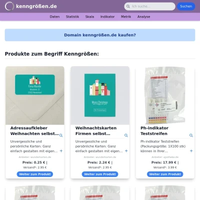 Screenshot kenngrößen.de