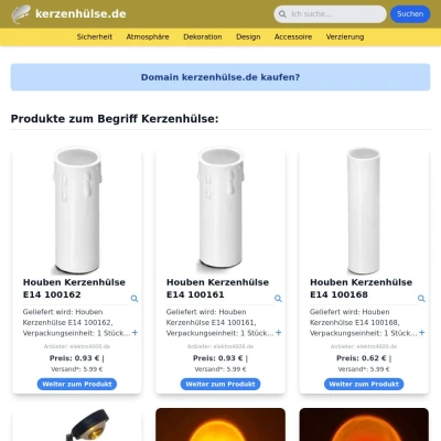 Screenshot kerzenhülse.de