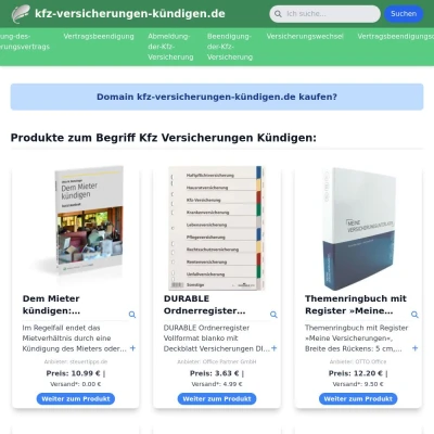 Screenshot kfz-versicherungen-kündigen.de