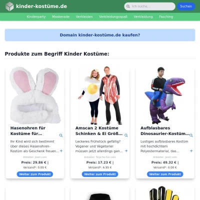 Screenshot kinder-kostüme.de