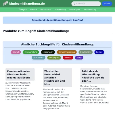 Screenshot kindesmißhandlung.de