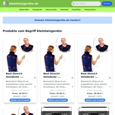 Screenshot kleinheizgeräte.de