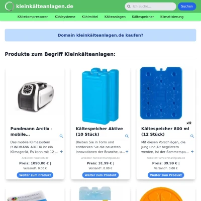 Screenshot kleinkälteanlagen.de