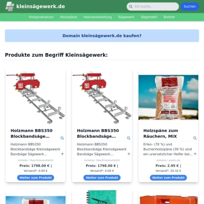 Screenshot kleinsägewerk.de