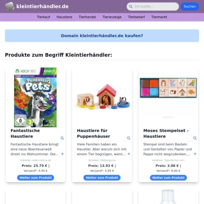 Screenshot kleintierhändler.de