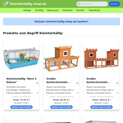 Screenshot kleintierkäfig-shop.de