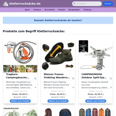 Screenshot kletterrucksäcke.de