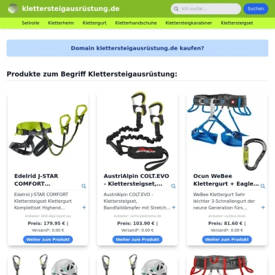 Screenshot klettersteigausrüstung.de