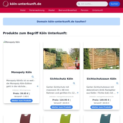 Screenshot köln-unterkunft.de