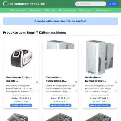 Screenshot kältemaschinen24.de