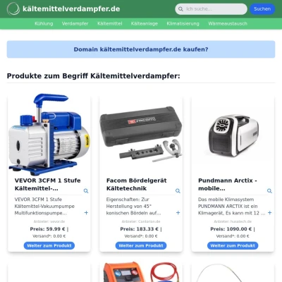 Screenshot kältemittelverdampfer.de